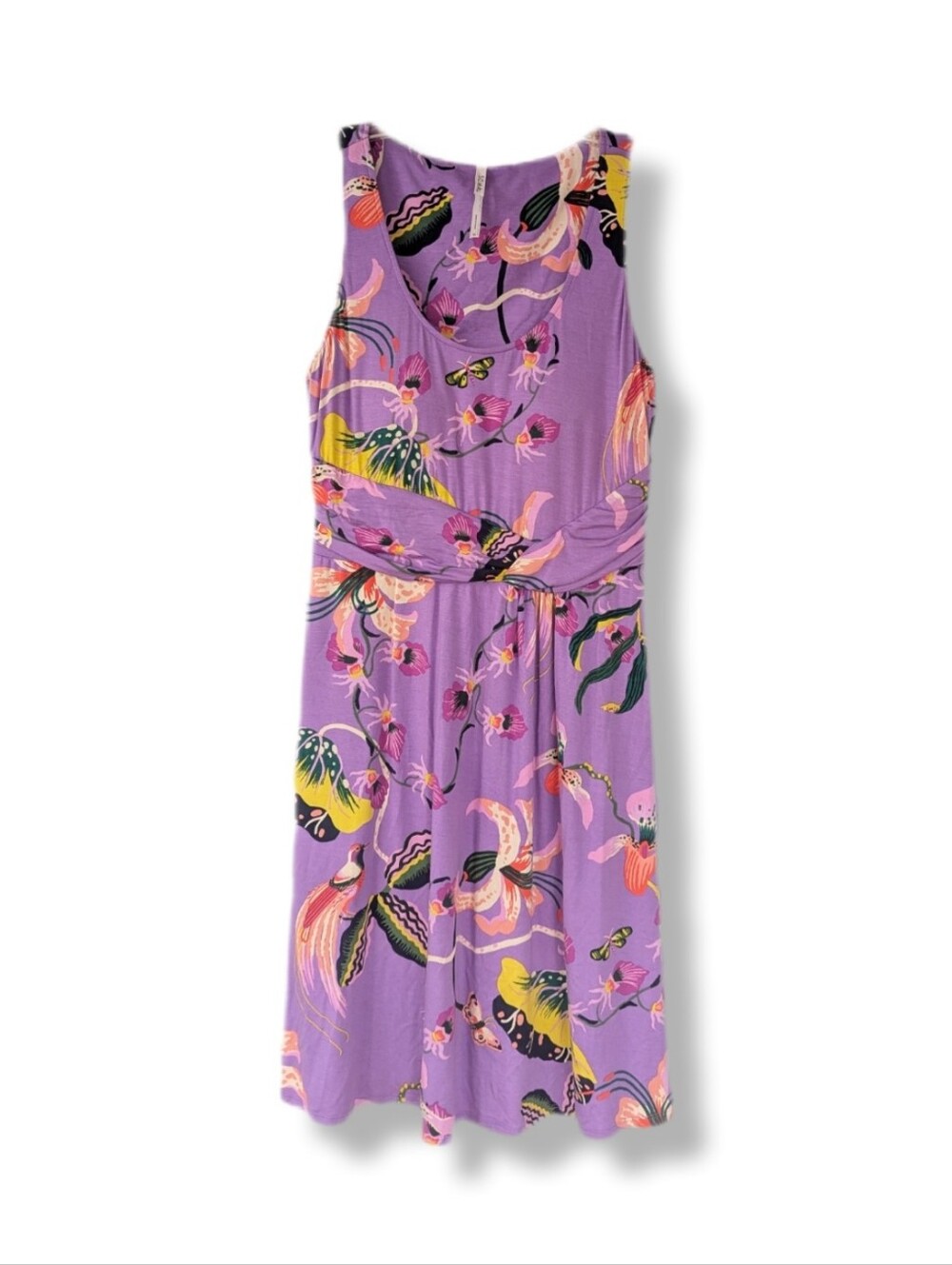 Soma Purple Floral Print Draped Empire Jersey Dress - Picture 5 of 13